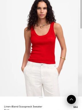 Madewell Red Linen-Blend Scoopneck Tank Top